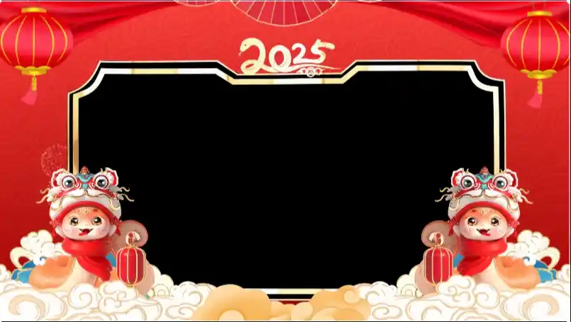 2025蛇年横竖版边框视频透明通道