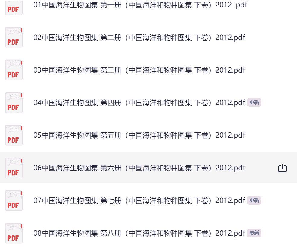 中国海洋生物图集 合集 全八册（中国海洋和物种图集 下卷）2012 pdf 920.7mb