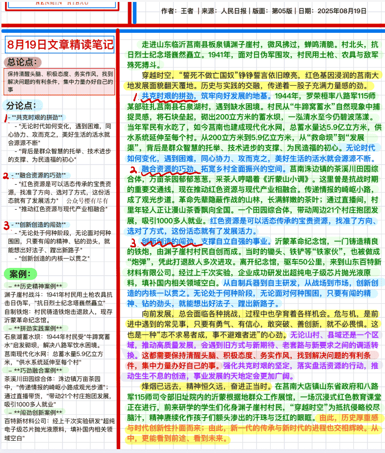 人民日报每日精读（笔记+思维导图版）PDF50.2MB